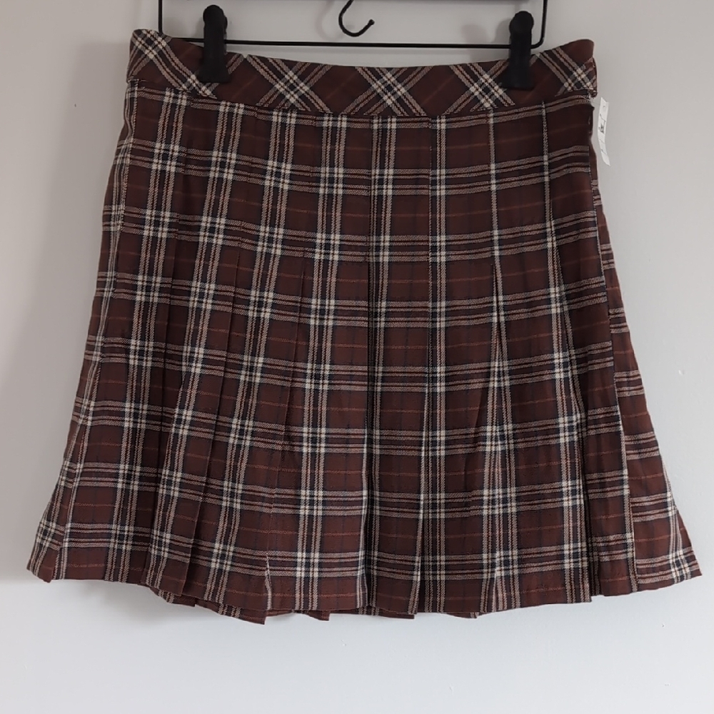 Ardene Plaid Brown Mini Skirt